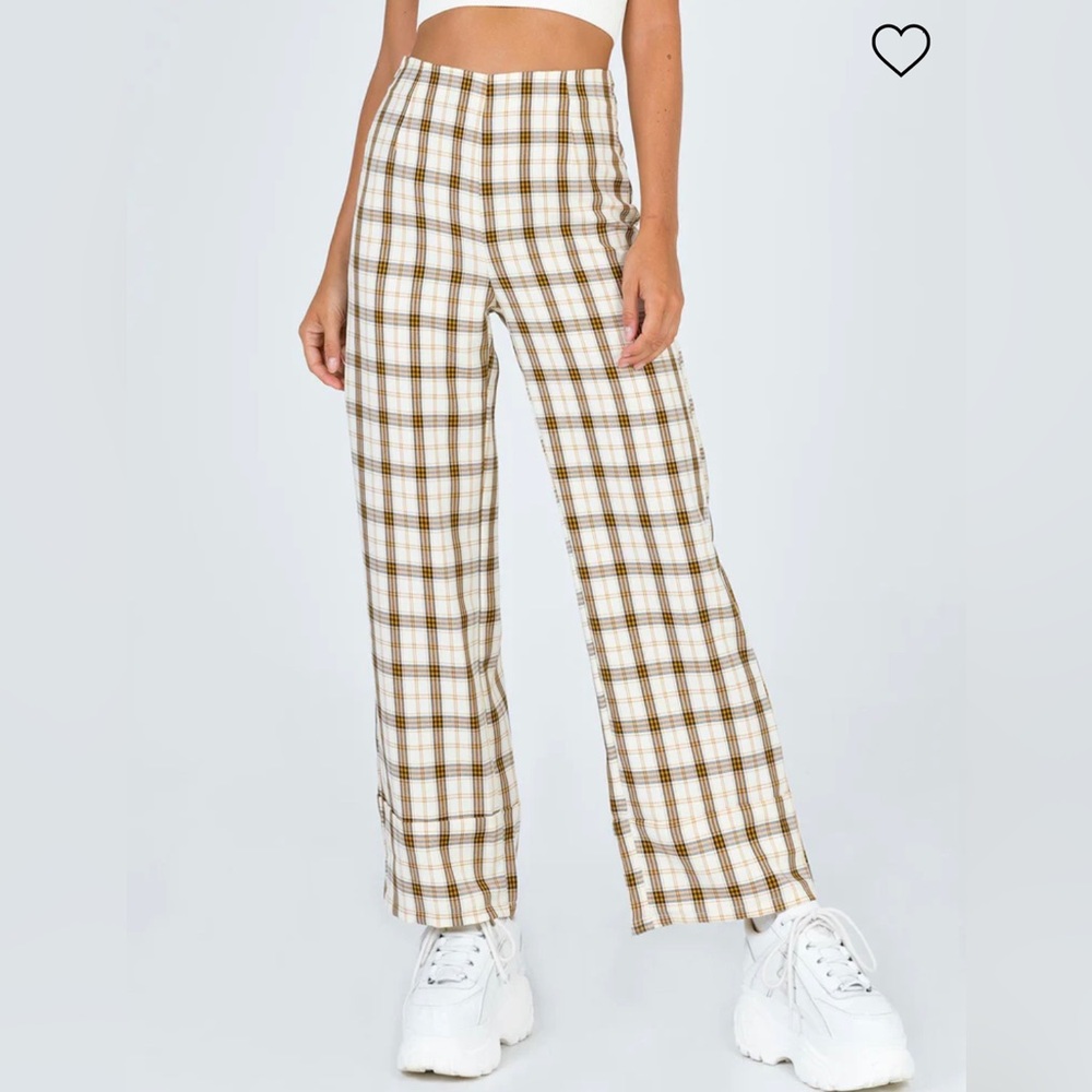 Princess Polly - yellow check pants - Picture 2 of 3